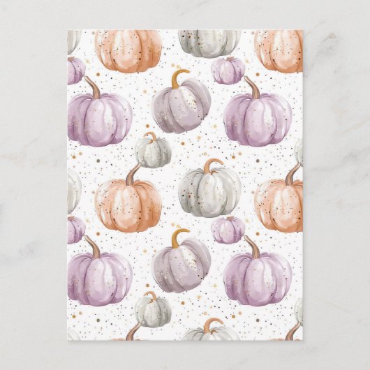 水彩かぼちゃの秋模様 ポストカード (正面)