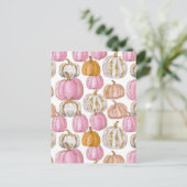 水彩かぼちゃの秋模様 ポストカード (スタンド正面)