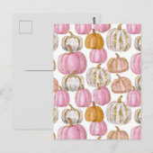 水彩かぼちゃの秋模様 ポストカード (正面/裏面)