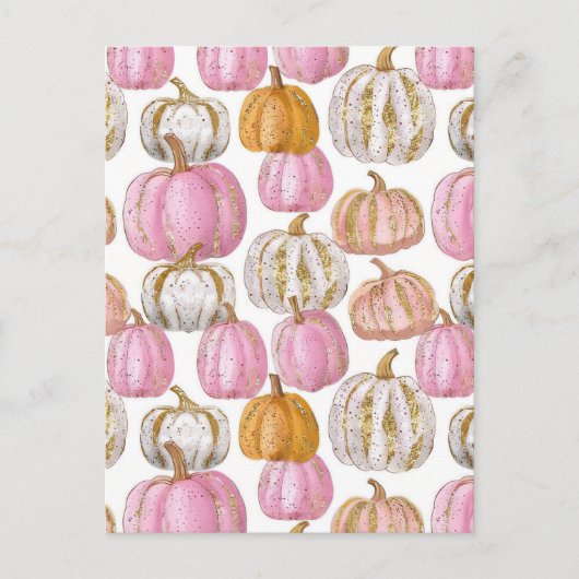 水彩かぼちゃの秋模様 ポストカード (正面)