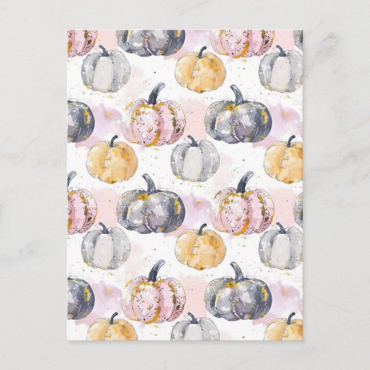水彩かぼちゃの秋模様 ポストカード (正面)