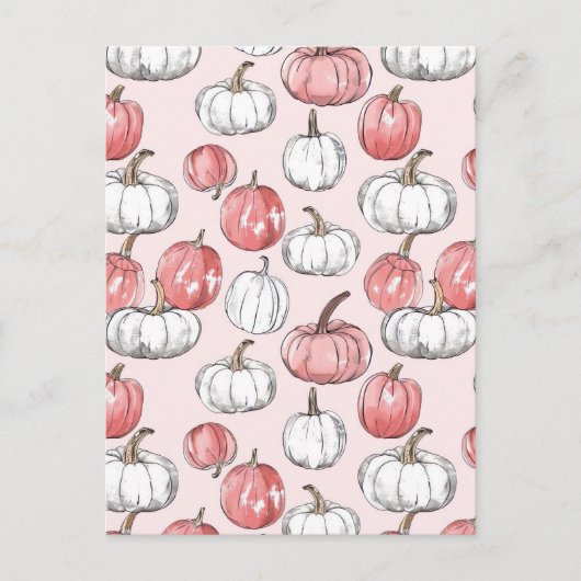 水彩かぼちゃの秋模様 ポストカード (正面)