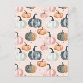 水彩かぼちゃの秋模様 ポストカード