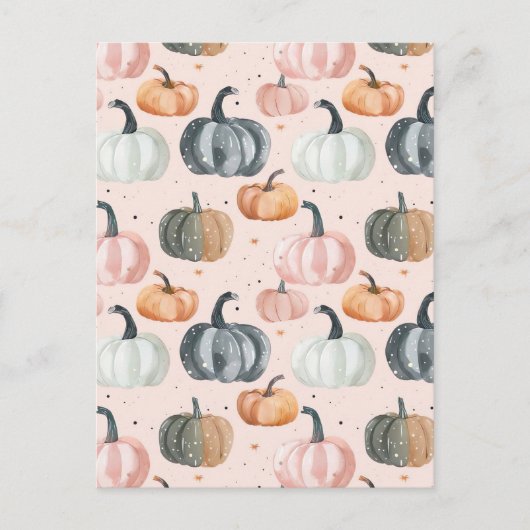 水彩かぼちゃの秋模様 ポストカード (正面)