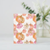 水彩かぼちゃの秋模様 ポストカード (スタンド正面)