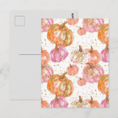 水彩かぼちゃの秋模様 ポストカード (正面/裏面)