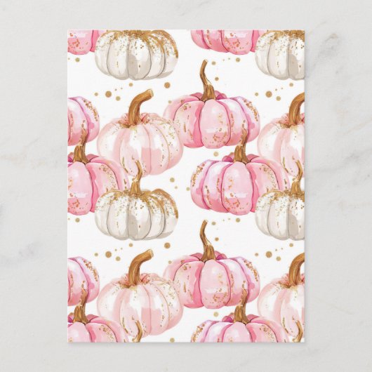 水彩かぼちゃの秋模様 ポストカード (正面)
