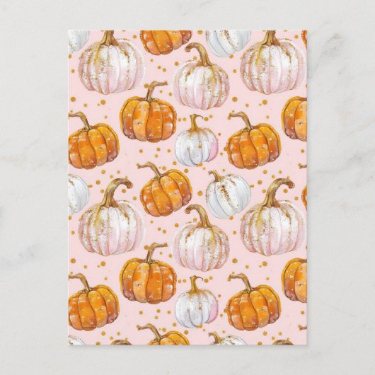 水彩かぼちゃの秋模様 ポストカード (正面)
