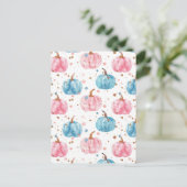 水彩かぼちゃの秋模様 ポストカード (スタンド正面)