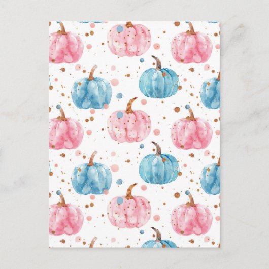 水彩かぼちゃの秋模様 ポストカード (正面)