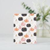 水彩かぼちゃの秋模様 ポストカード (スタンド正面)