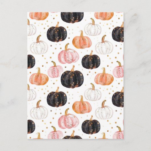 水彩かぼちゃの秋模様 ポストカード (正面)