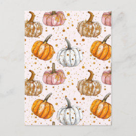 水彩かぼちゃの秋模様 ポストカード