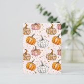 水彩かぼちゃの秋模様 ポストカード (スタンド正面)