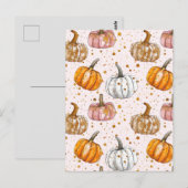 水彩かぼちゃの秋模様 ポストカード (正面/裏面)