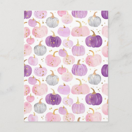 水彩かぼちゃの秋模様 ポストカード (正面)