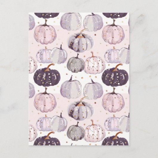 水彩かぼちゃの秋模様 ポストカード (正面)