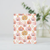 水彩かぼちゃの秋模様 ポストカード (スタンド正面)