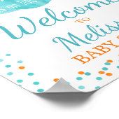 水彩かぼちゃの紙吹雪秋ボーイベビーシャワー ポスター (角)