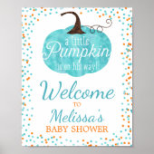 水彩かぼちゃの紙吹雪秋ボーイベビーシャワー ポスター (正面)