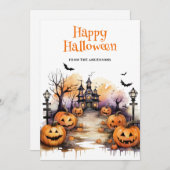 水彩かぼちゃキッズハッピーハローウィンカード シーズンカード (正面/裏面)