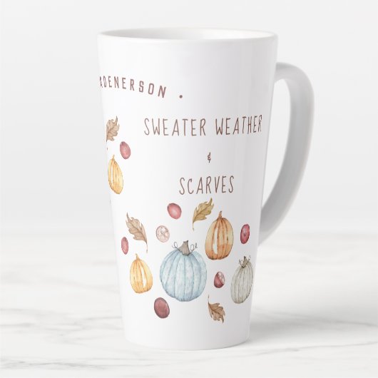 水彩かぼちゃスパイスかわいいカスタムラテマグカップ カフェラテマグ (右アングル)