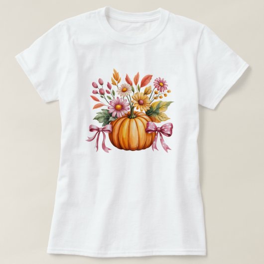 水彩かぼちゃハロウィーンTシャツ – かわいい秋 Tシャツ (デザイン正面)