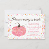 水彩かぼちゃピンクの赤ちゃんシャワーが本を持ってくる 招待状 (正面)