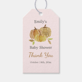 水彩かぼちゃピンク秋ありがとうラベル ギフトタグ