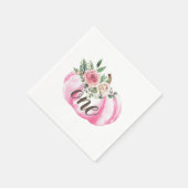 水彩かぼちゃピンク金ゴールドフローラ1st誕生日 スタンダードカクテルナプキン (角)