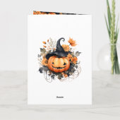 水彩かぼちゃファミリーフォトハッピーハローウィン カード (裏面)