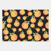 水彩かぼちゃ模様ブラック背景 ラッピングペーパーシート (正面3)