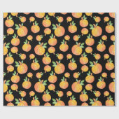 水彩かぼちゃ模様ブラック背景 ラッピングペーパー (フラット)