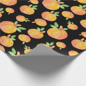 水彩かぼちゃ模様ブラック背景 ラッピングペーパー (角)