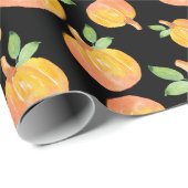 水彩かぼちゃ模様ブラック背景 ラッピングペーパー (ロールコーナー)