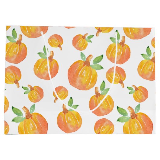 水彩かぼちゃ模様3 ラージペーパーバッグ (裏面)