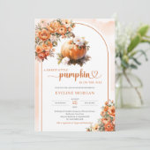 水彩かぼちゃ白い秋の花牡丹 招待状 (スタンド正面)