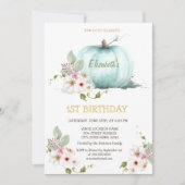 水彩かぼちゃ花誕生日 招待状 (正面)