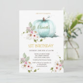 水彩かぼちゃ花誕生日 招待状 (スタンド正面)