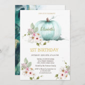 水彩かぼちゃ花誕生日 招待状 (正面/裏面)