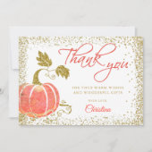 水彩かぼちゃ金ゴールドグリッター秋ありがとう サンキューカード (正面)