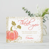 水彩かぼちゃ金ゴールドグリッター秋ありがとう サンキューカード (スタンド正面)