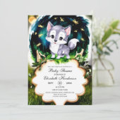 水彩かわいいオオカミのベビーシャワー 招待状 (スタンド正面)