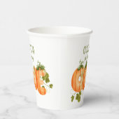 水彩かわいいカボチャ1st誕生日秋カボチャ 紙コップ (右)