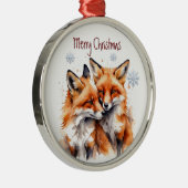 水彩かわいいキツネキツネ動物自然アート メタルオーナメント (右)