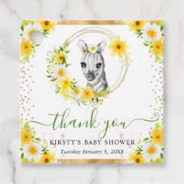 水彩かわいいジャングルゼブラフローラベビーシャワー フェイバータグ