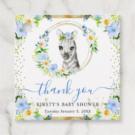 水彩かわいいジャングルゼブラフローラベビーシャワー フェイバータグ