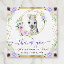 水彩かわいいジャングルゼブラフローラベビーシャワー フェイバータグ