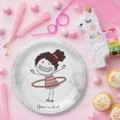 水彩かわいいスティックガールビッグスマイル美しい ペーパープレート (パーティー)