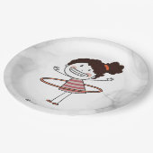 水彩かわいいスティックガールビッグスマイル美しい ペーパープレート (アングル)